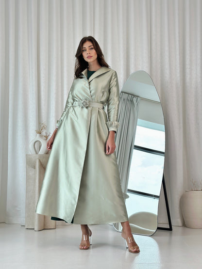 Pistachio Abaya with  Belt