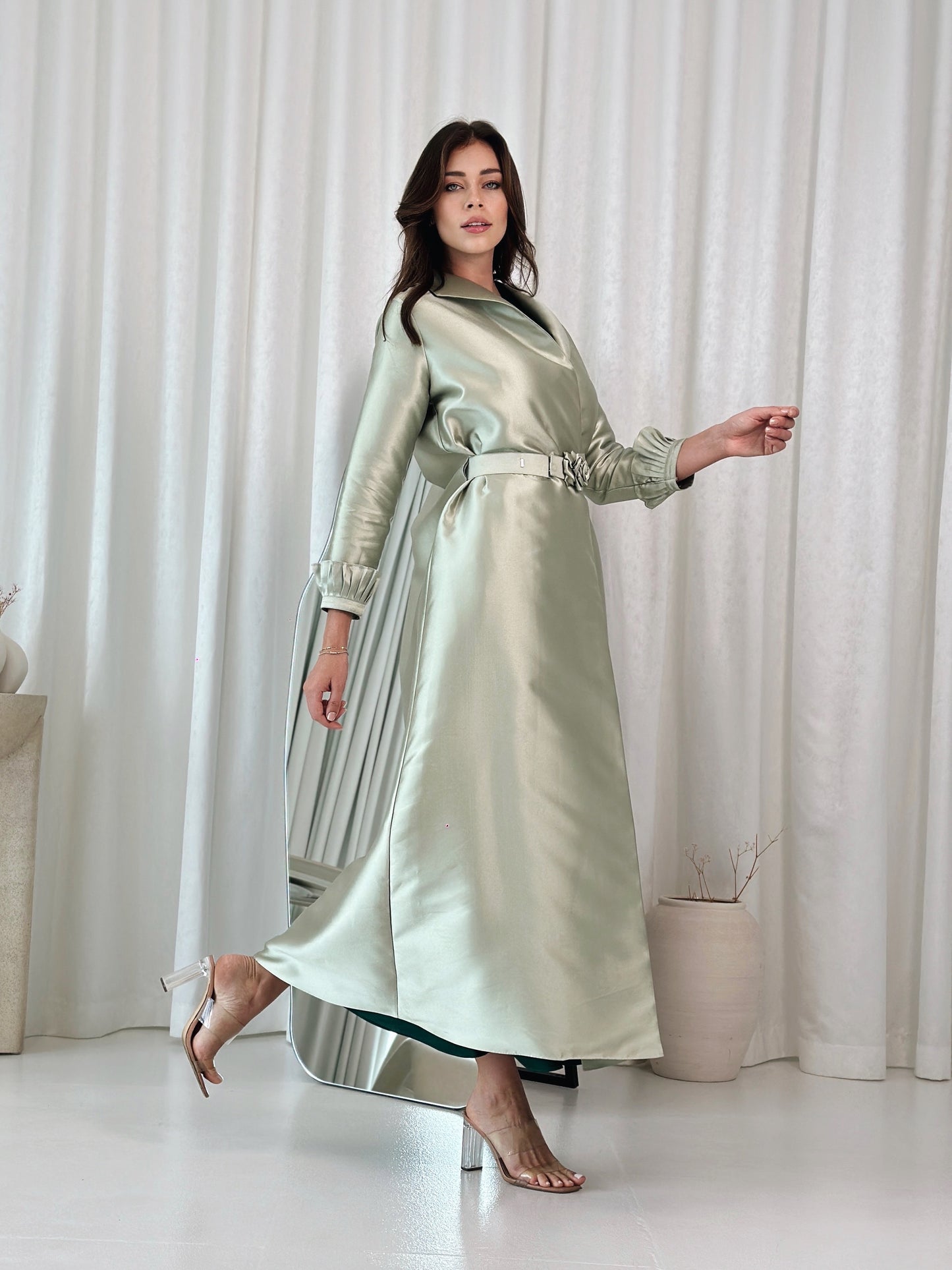 Pistachio Abaya with  Belt